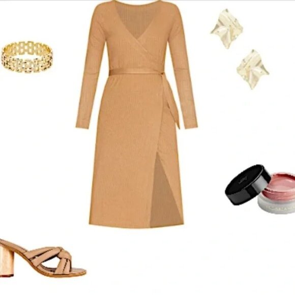 Anthropologie Shashi "Carre" Large Gold Wavy Earrings - with beautiful gift 🎁 - Picture 3 of 6